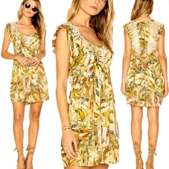 CHELSEA & VIOLET Valley Floral Rope Mini Tropical Sun Dress Sz L #349H - Picture 1 of 10